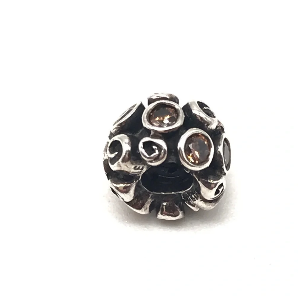 Pandora Smoky Quartz CZ Primrose Path Charm